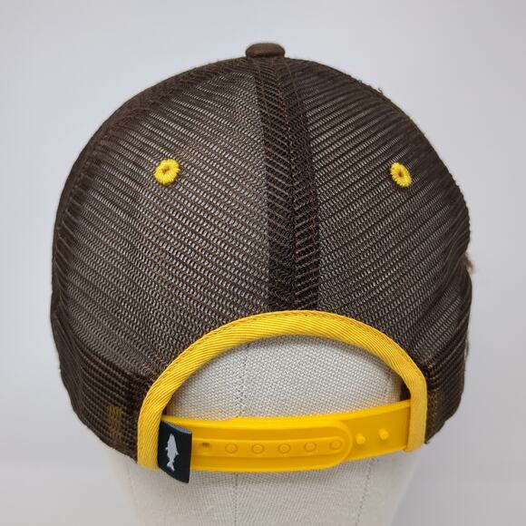 Fish Snapback Rope Trucker Hat Brown One Size Mesh Back RepYourWater - Picture 6 of 9